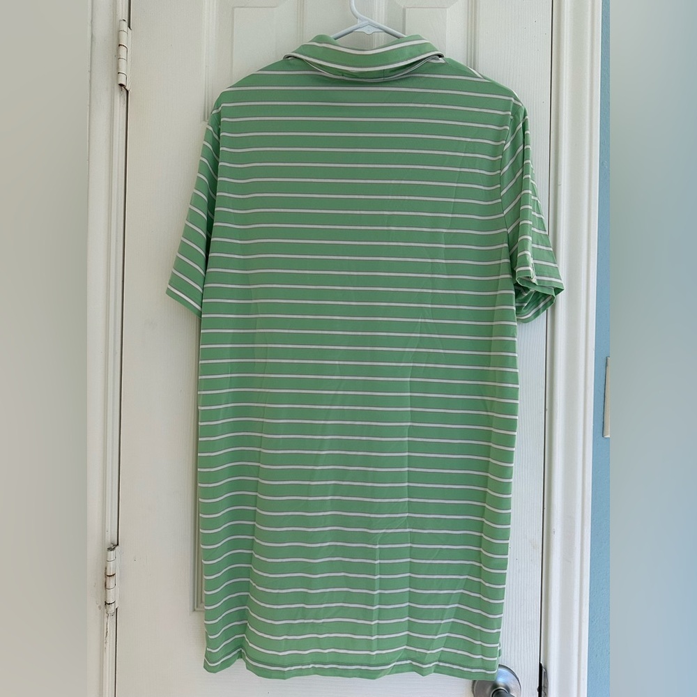 RLX Ralph Lauren Wicking Mens Golf Polo Sz Med Green/White Stripe - Picture 4 of 6